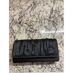 Charming Charlie Black Satin Pleated Clutch Purse